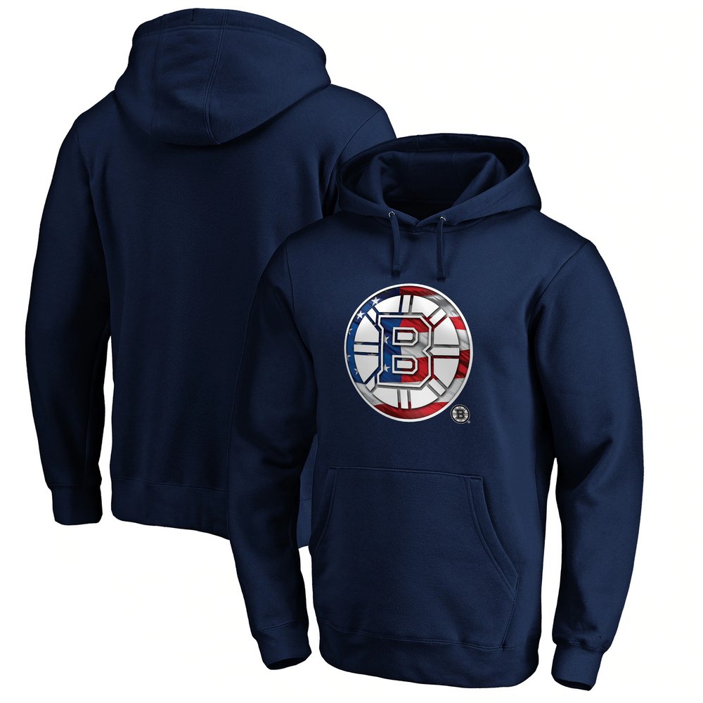 Boston Bruins Fanatics Branded Banner Wave Logo Pullover Hoodie - Navy