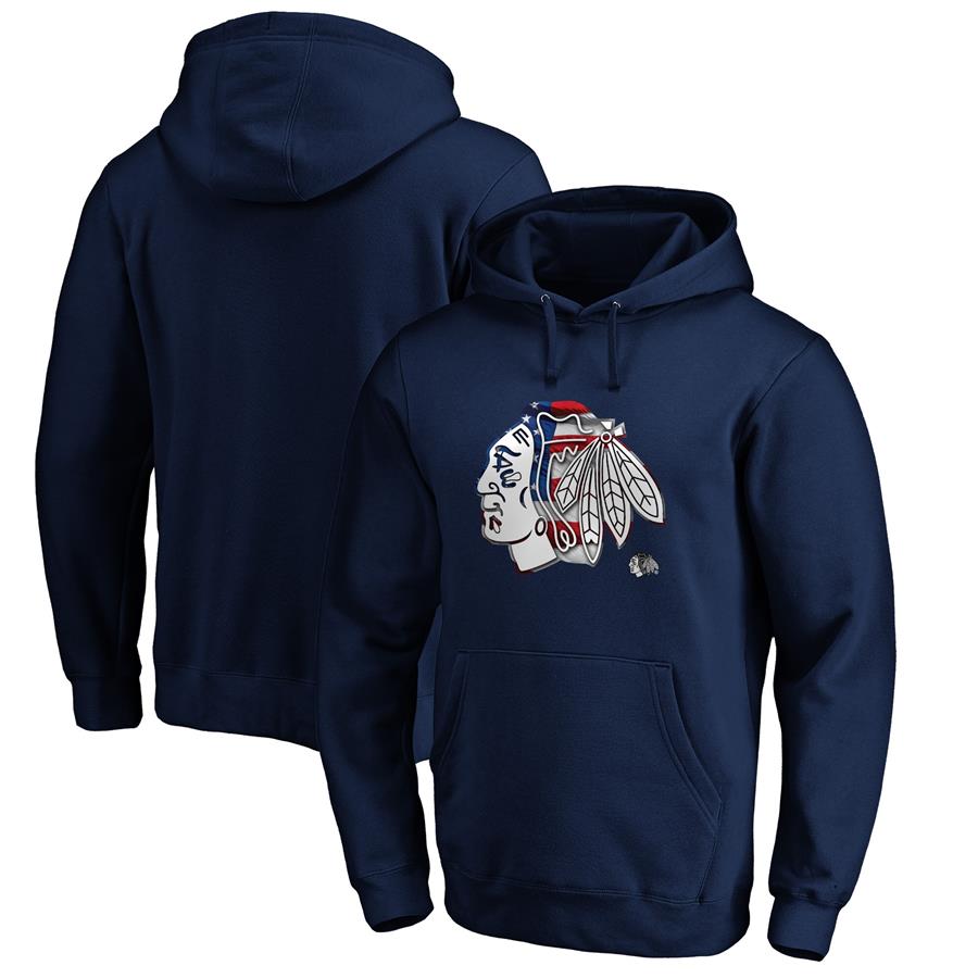 Chicago Blackhawks Fanatics Branded Banner Wave Logo Pullover Hoodie - Navy