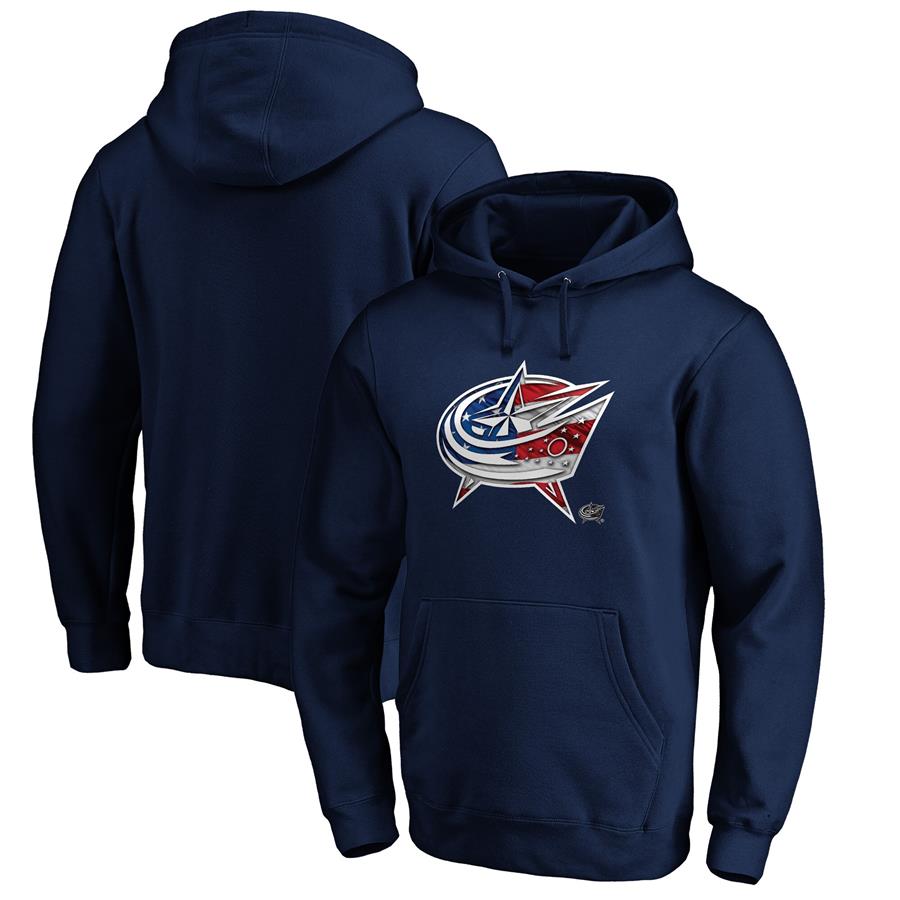 Columbus Blue Jackets Fanatics Branded Banner Wave Logo Pullover Hoodie - Navy