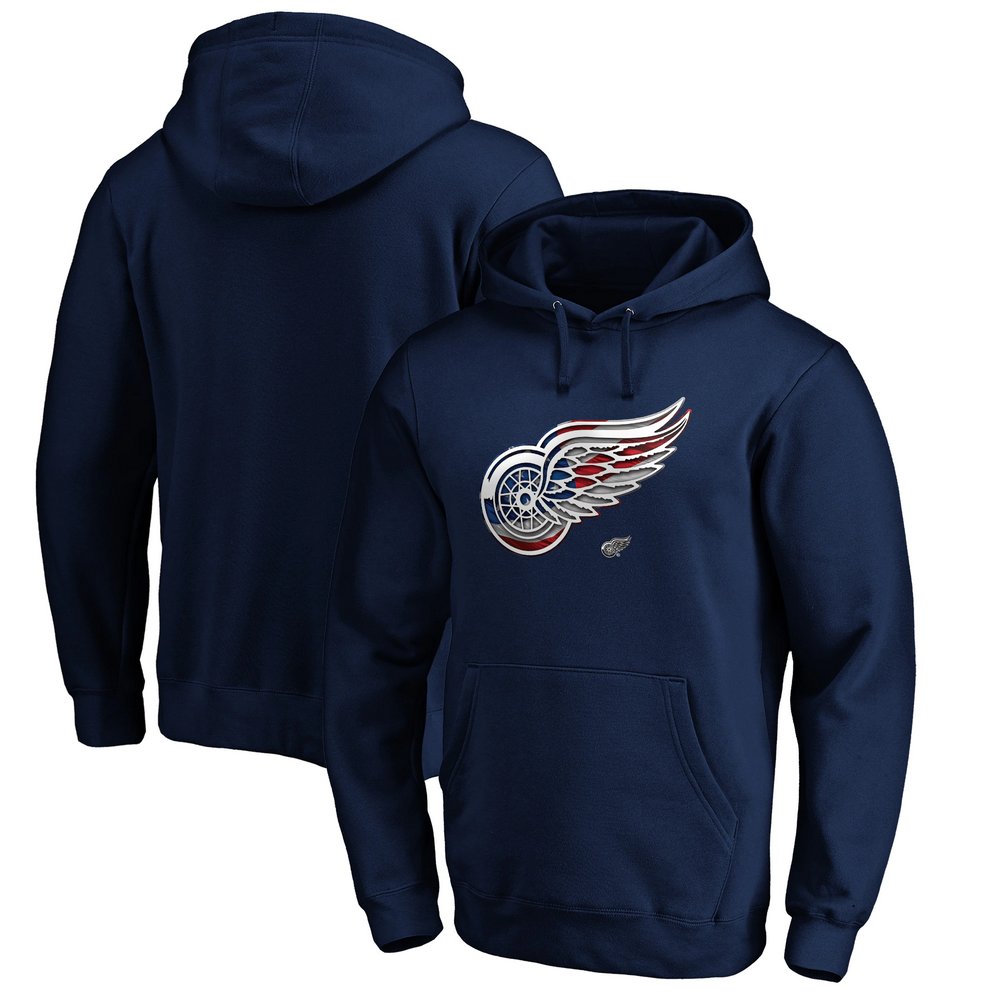 Detroit Red Wings Fanatics Branded Banner Wave Logo Pullover Hoodie - Navy
