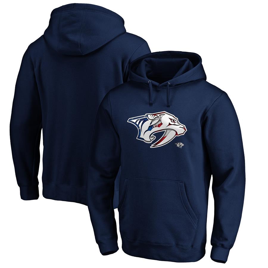 Nashville Predators Fanatics Branded Banner Wave Logo Pullover Hoodie - Navy