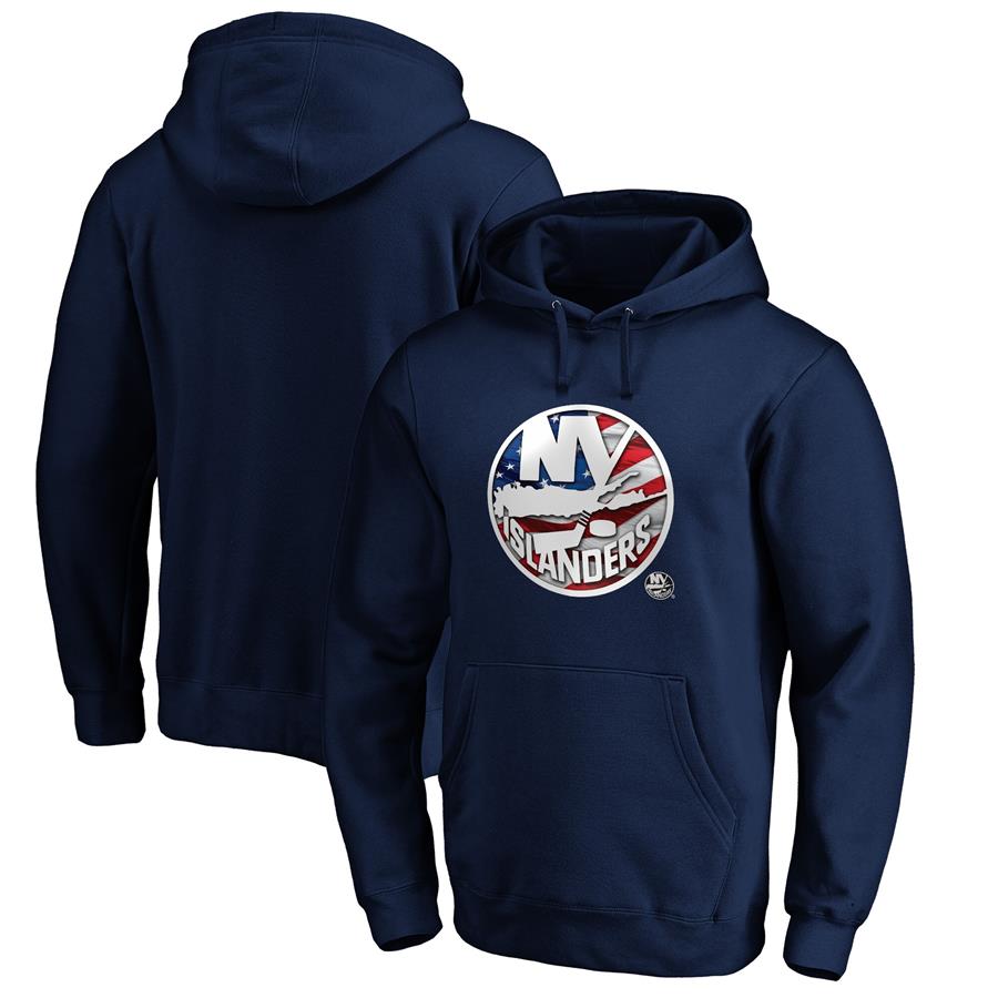 New York Islanders Fanatics Branded Banner Wave Logo Pullover Hoodie - Navy