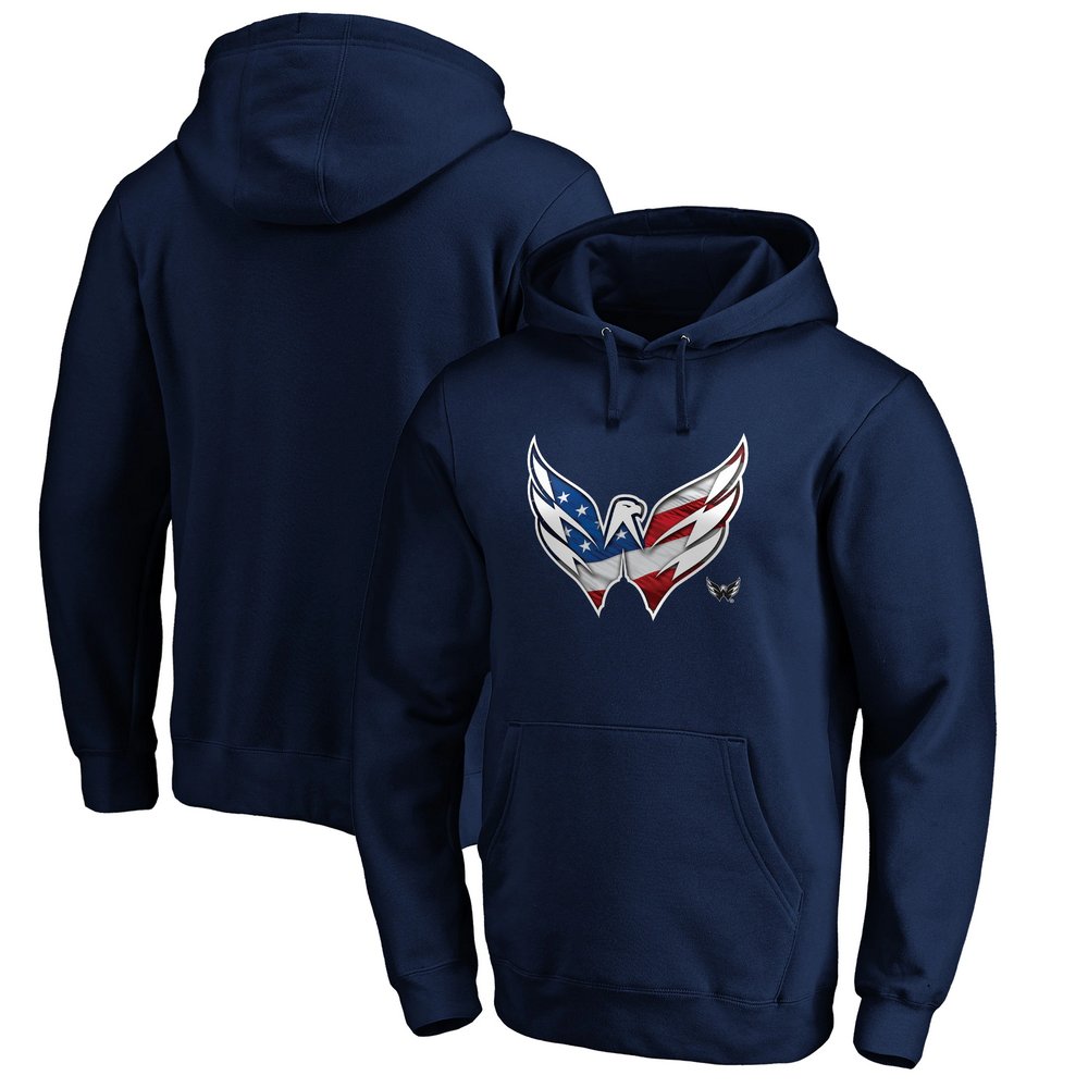 Washington Capitals Fanatics Branded Banner Wave Logo Pullover Hoodie - Navy
