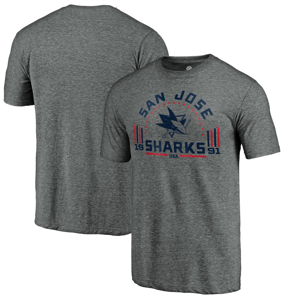 Футболка San Jose Sharks Fanatics Branded Team Freedom Tri-Blend (серый меланж)