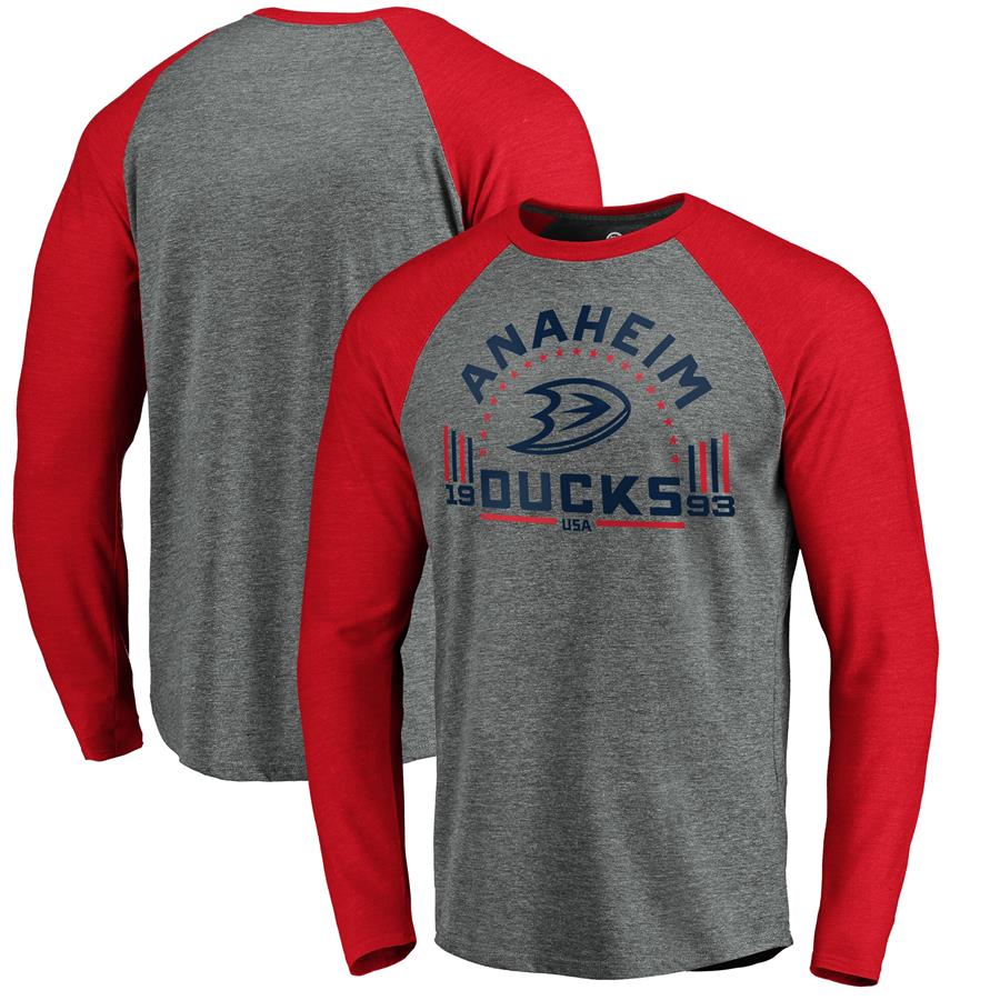 Anaheim Ducks Fanatics Branded Team Freedom Tri-Blend Raglan T-Shirt - Heathered Gray