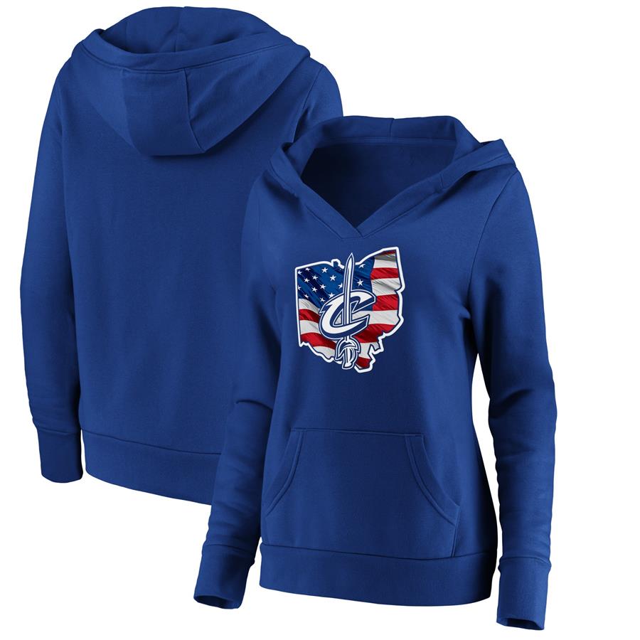 Cleveland Cavaliers Fanatics Branded Women's Banner State V-Neck Pullover Hoodie - Royal