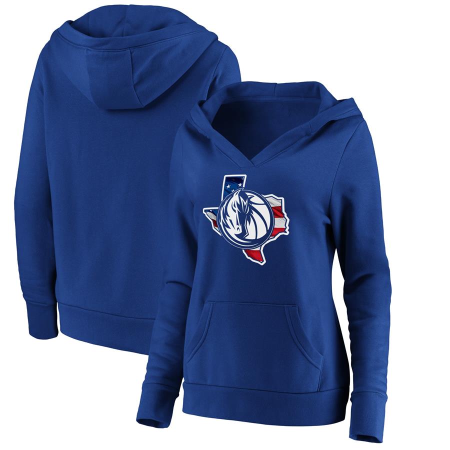 Dallas Mavericks Fanatics Branded Women's Banner State V-Neck Pullover Hoodie - Royal