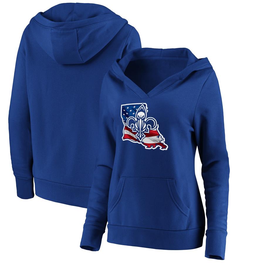 New Orleans Pelicans Fanatics Branded Women's Banner State V-Neck Pullover Hoodie - Royal