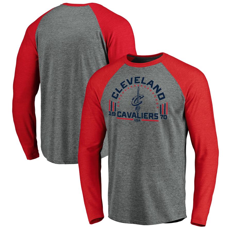 Cleveland Cavaliers Fanatics Branded Team Freedom Tri-Blend Raglan Long Sleeve T-Shirt - Heathered Gray
