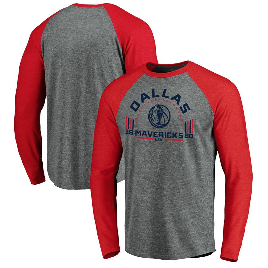 Dallas Mavericks Fanatics Branded Team Freedom Tri-Blend Raglan Long Sleeve T-Shirt - Heathered Gray