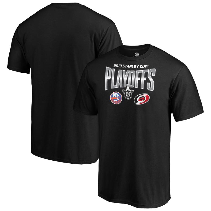 New York Islanders vs. Carolina Hurricanes Fanatics Branded 2019 Stanley Playoffs Match-Up T-Shirt - Black