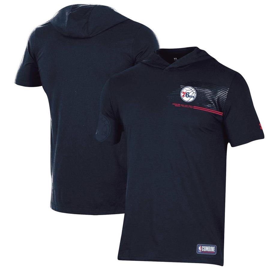 Philadelphia 76ers Under Armour Combine Baseline Performance Hoodie T-Shirt - Navy