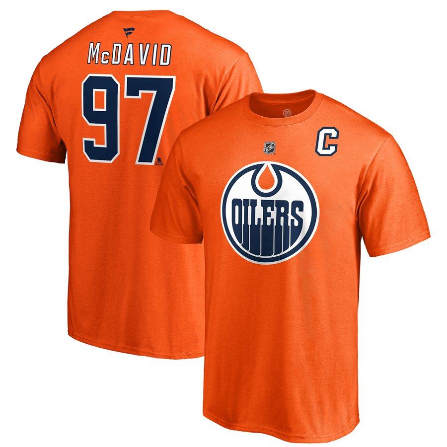 Connor McDavid Edmonton Oilers Fanatics Branded Name & Number T-Shirt - Orange