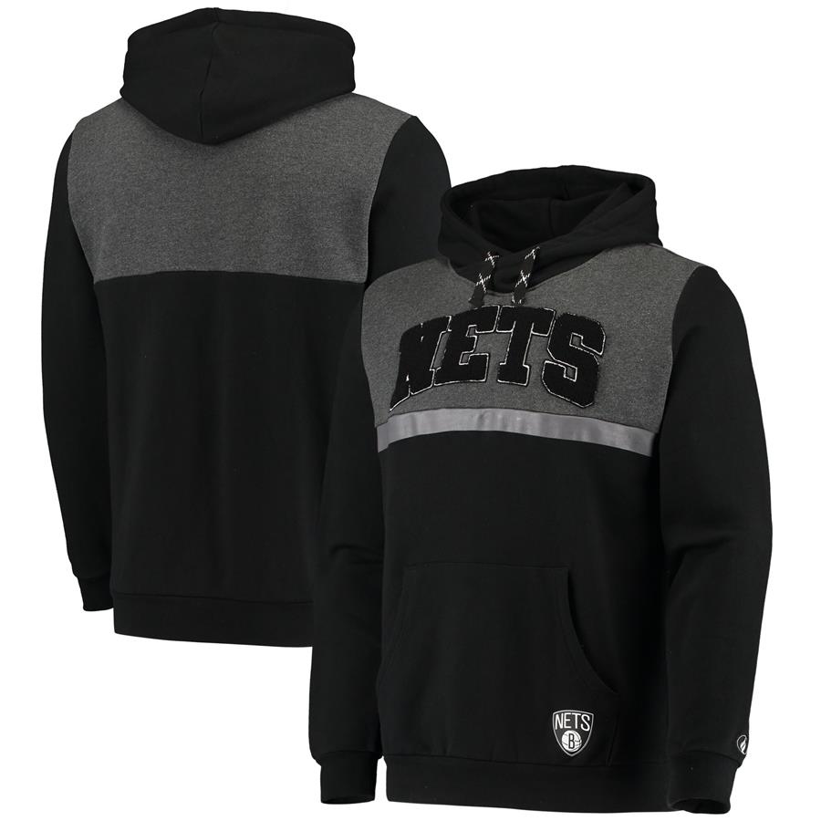 Brooklyn Nets Tonal Colorblock Hoodie - Heathered Black