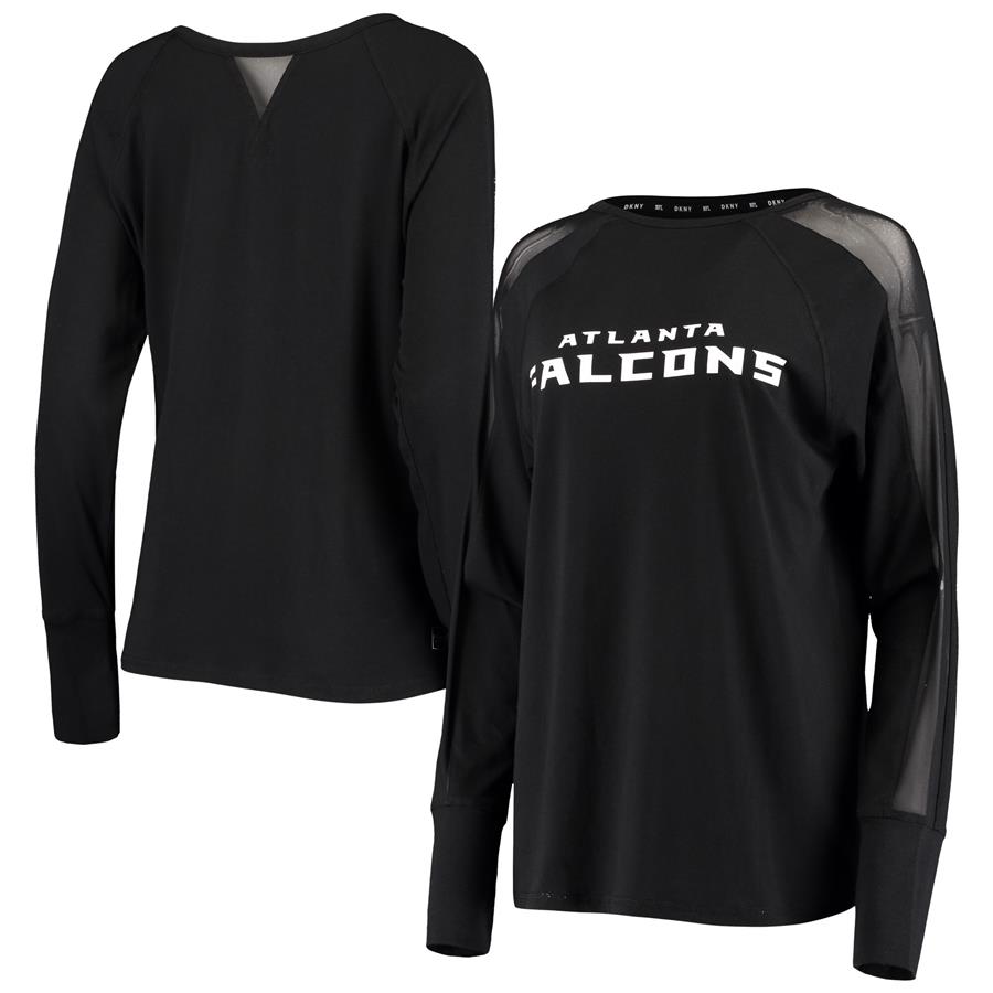Atlanta Falcons DKNY Sport Women's Gabby Mesh Raglan Long Sleeve T-Shirt - Black