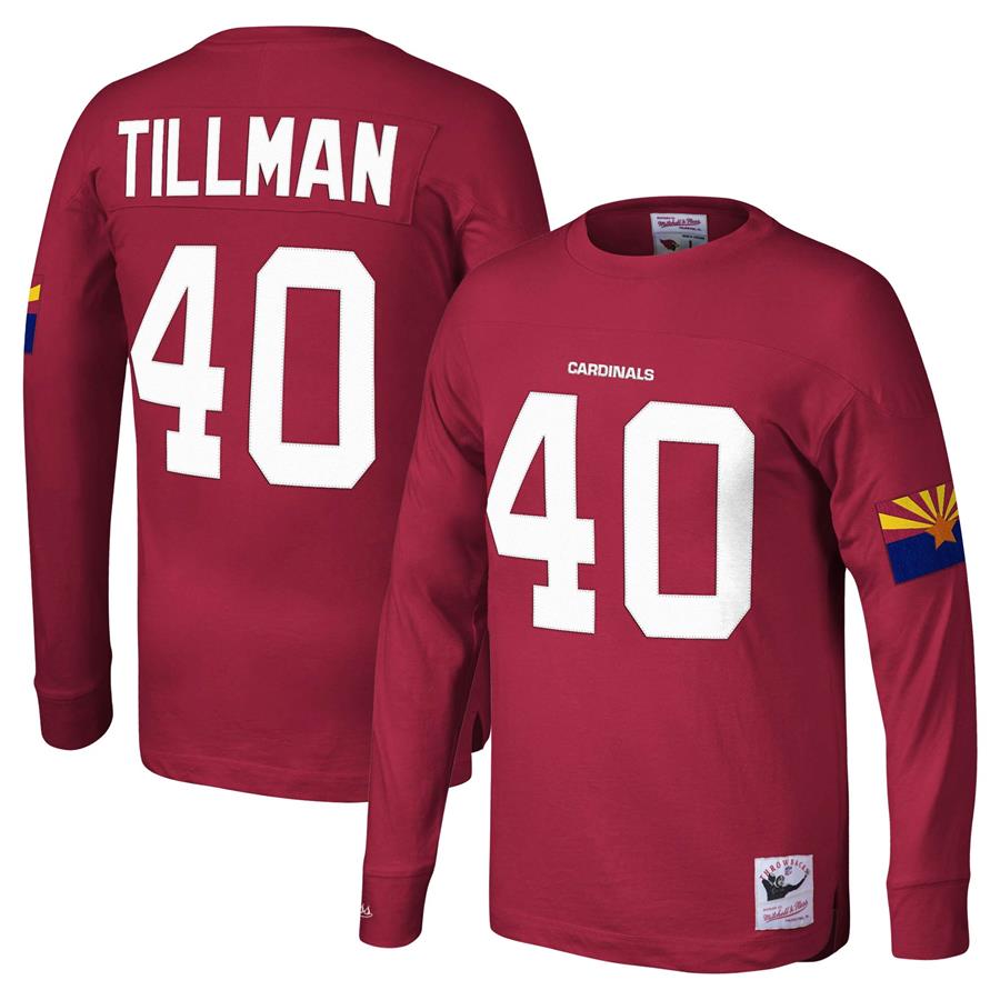 Pat Tillman Arizona Cardinals Mitchell & Ness Throwback Retired Player Name & Number Long Sleeve Top - Cardinal