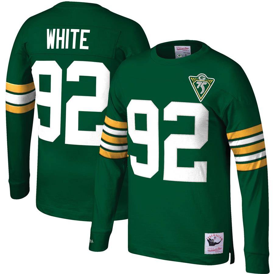 Reggie White Green Bay Packers Mitchell & Ness Throwback Retired Player Name & Number Long Sleeve Top - Green