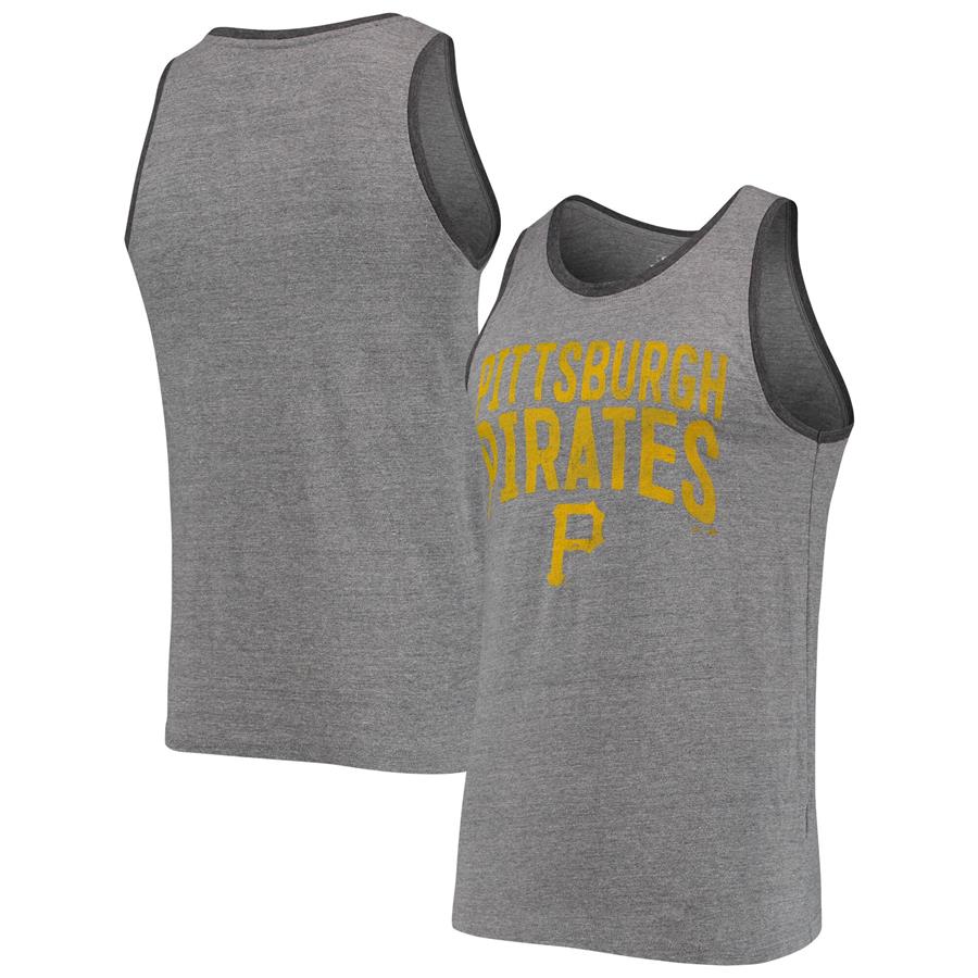 Pittsburgh Pirates Fanatics Branded Team Building Tri-Blend Tank Top - Heathered Gray