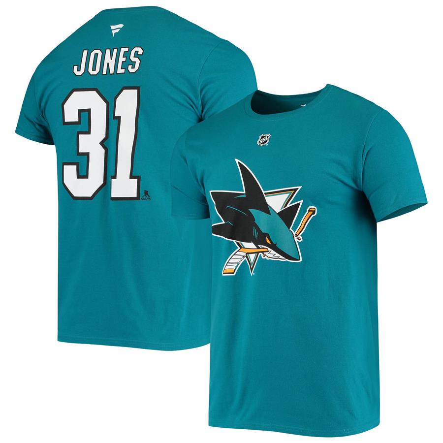 Martin Jones San Jose Sharks Fanatics Branded Name & Number T-shirt - Teal