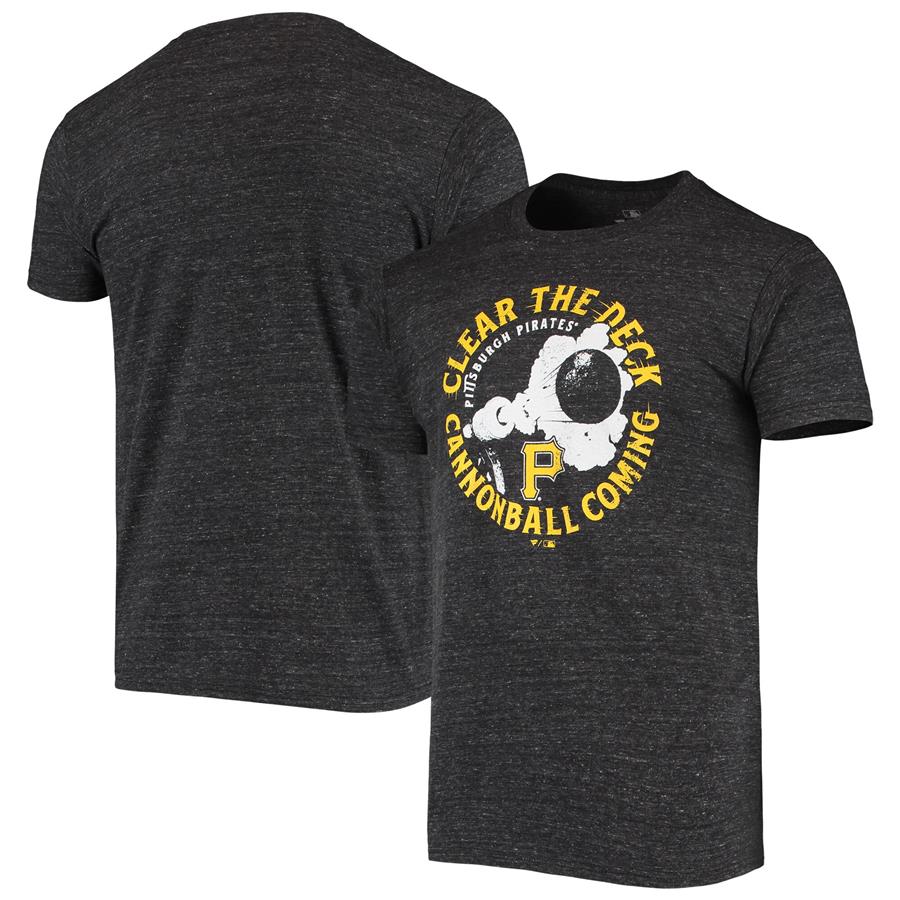 Pittsburgh Pirates Fanatics Branded Clear The Deck Tri-Blend T-Shirt - Heathered Black