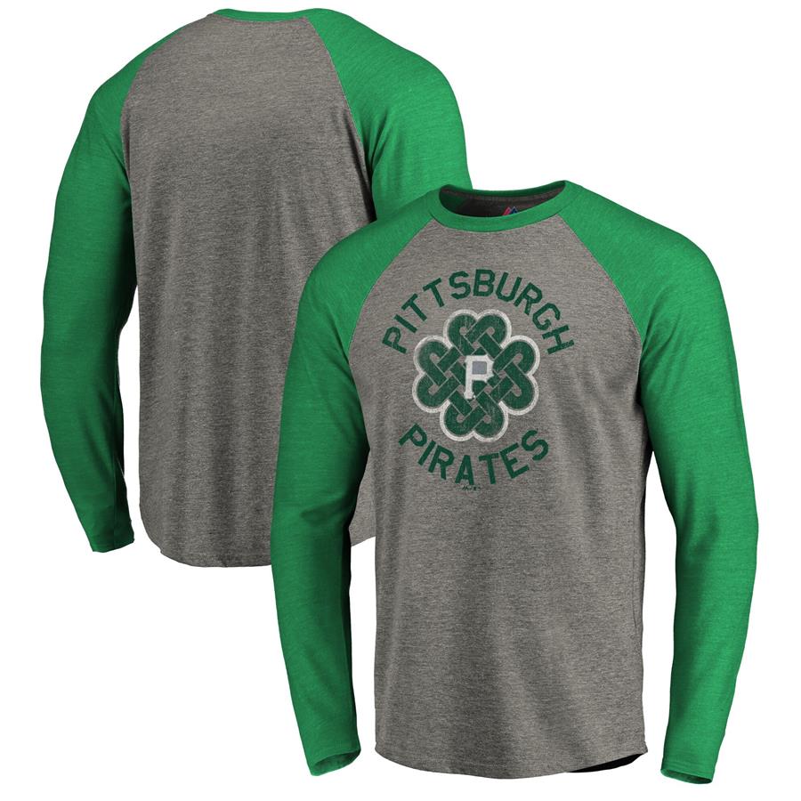 Pittsburgh Pirates Majestic Luck Tradition Tri-Blend Long Sleeve T-Shirt - Heathered Gray