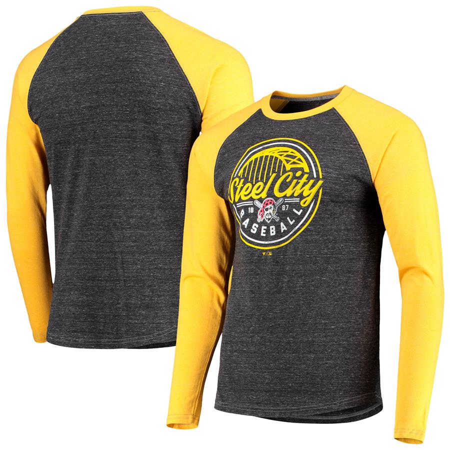 Pittsburgh Pirates Fanatics Branded Steel City Raglan Long Sleeve T-Shirt - Heathered Black