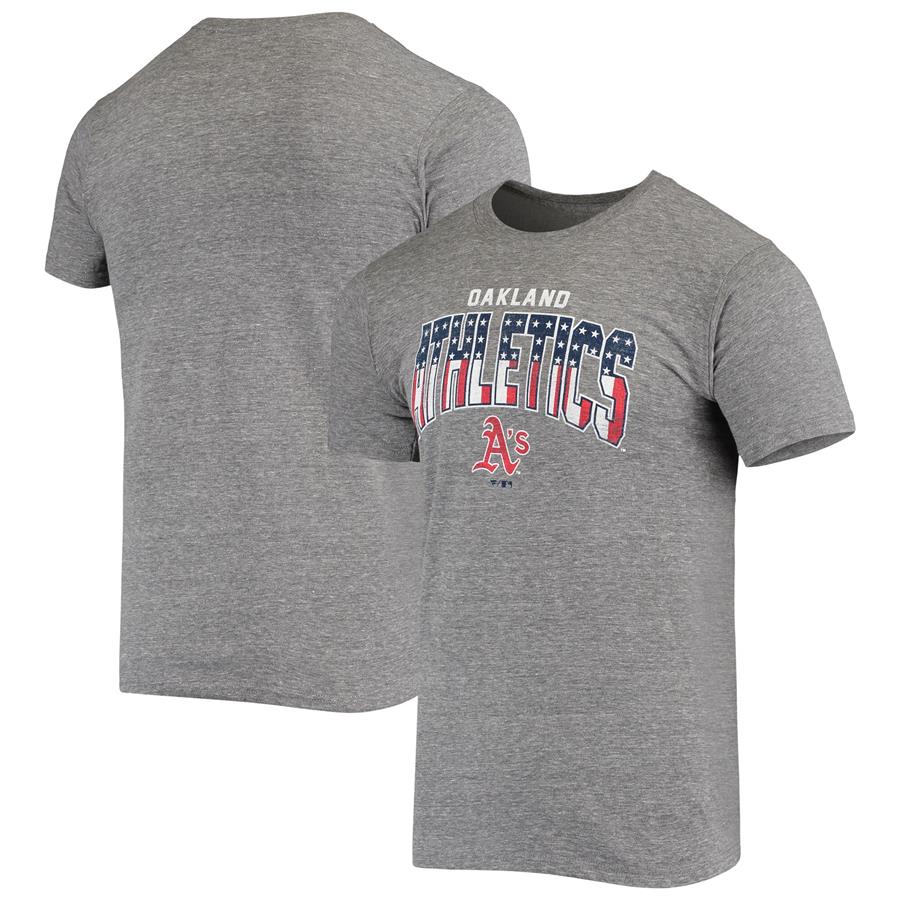 Oakland Athletics Fanatics Branded Freedom Logo Tri-Blend T-Shirt - Heathered Gray