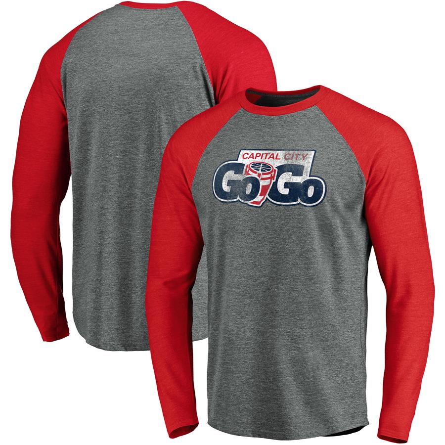 Capital City Go-Go Fanatics Branded Tri-Blend Distressed Raglan Long Sleeve T-Shirt - Heathered Gray