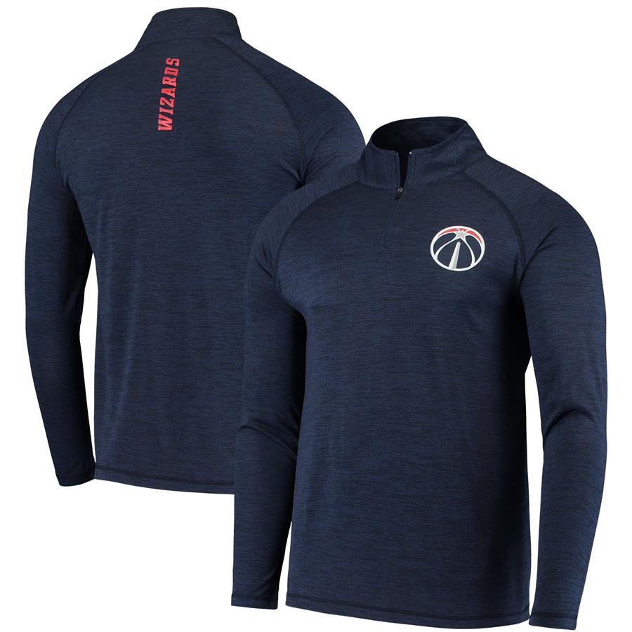 Washington Wizards Fanatics Branded Iconic Contender Quarter-Zip Pullover Jacket - Heathered Navy