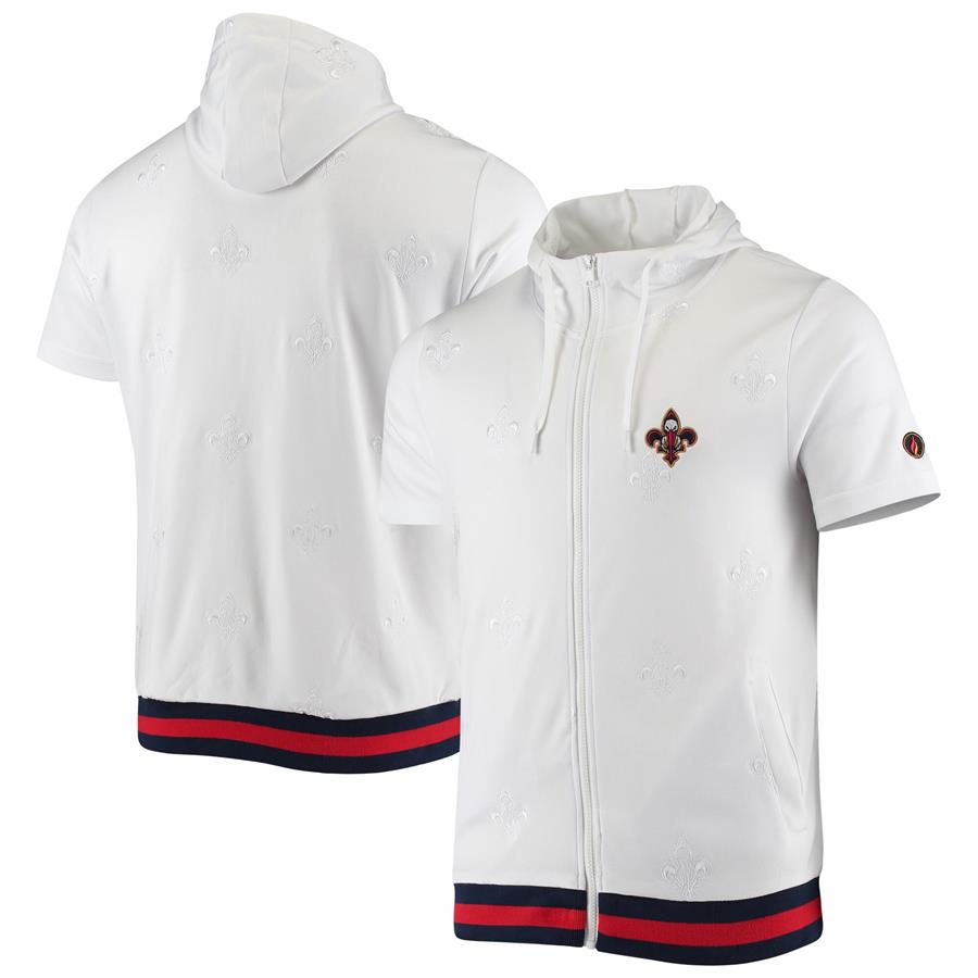 New Orleans Pelicans AOP Full-Zip Short Sleeve Jacket - White