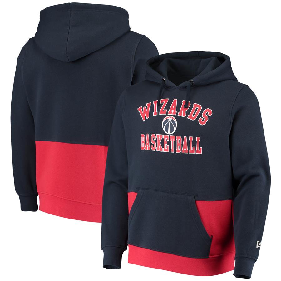 Washington Wizards New Era Colorblock Pullover Hoodie - Navy