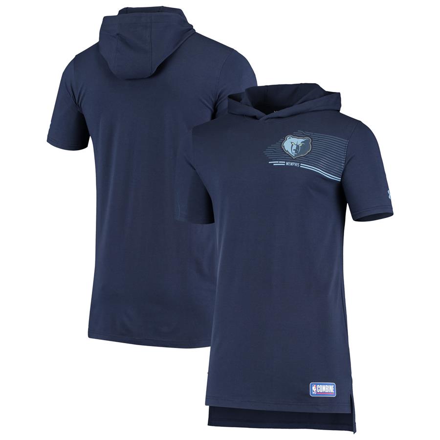 Memphis Grizzlies Under Armour Combine Baseline Longline Tri-Blend Performance Hoodie T-Shirt - Navy