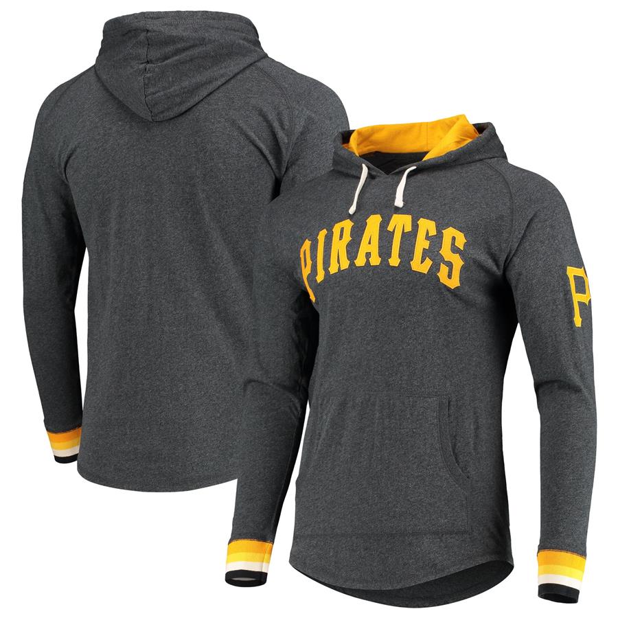 Pittsburgh Pirates Mitchell & Ness Raglan Pullover Hoodie - Heathered Black