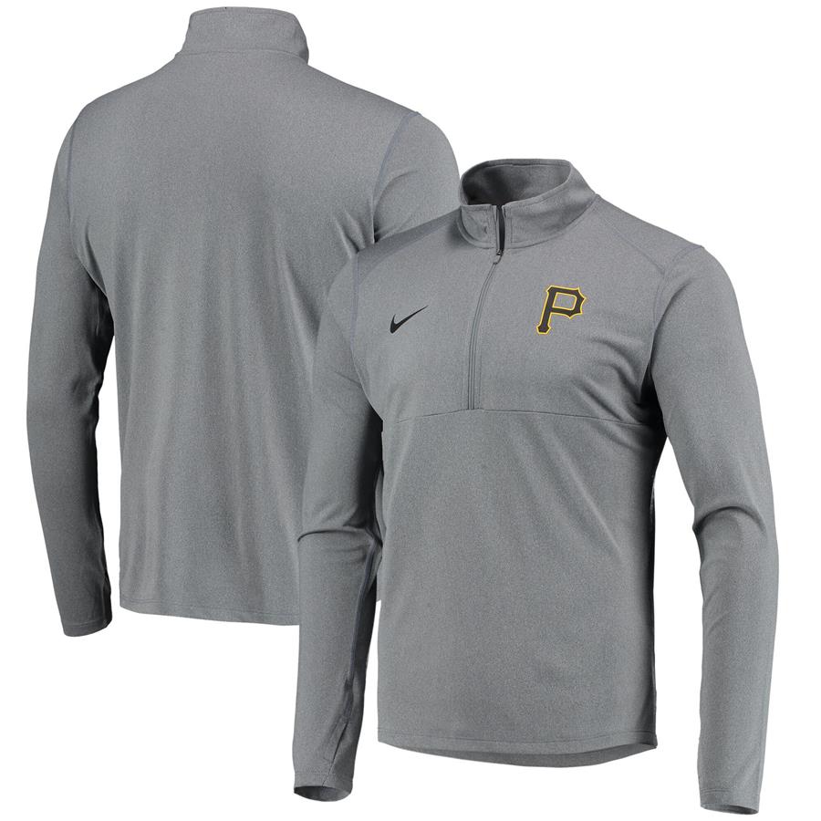 Pittsburgh Pirates Nike Team Logo Element Performance Half-Zip Sweatshirt - Heathered Gray