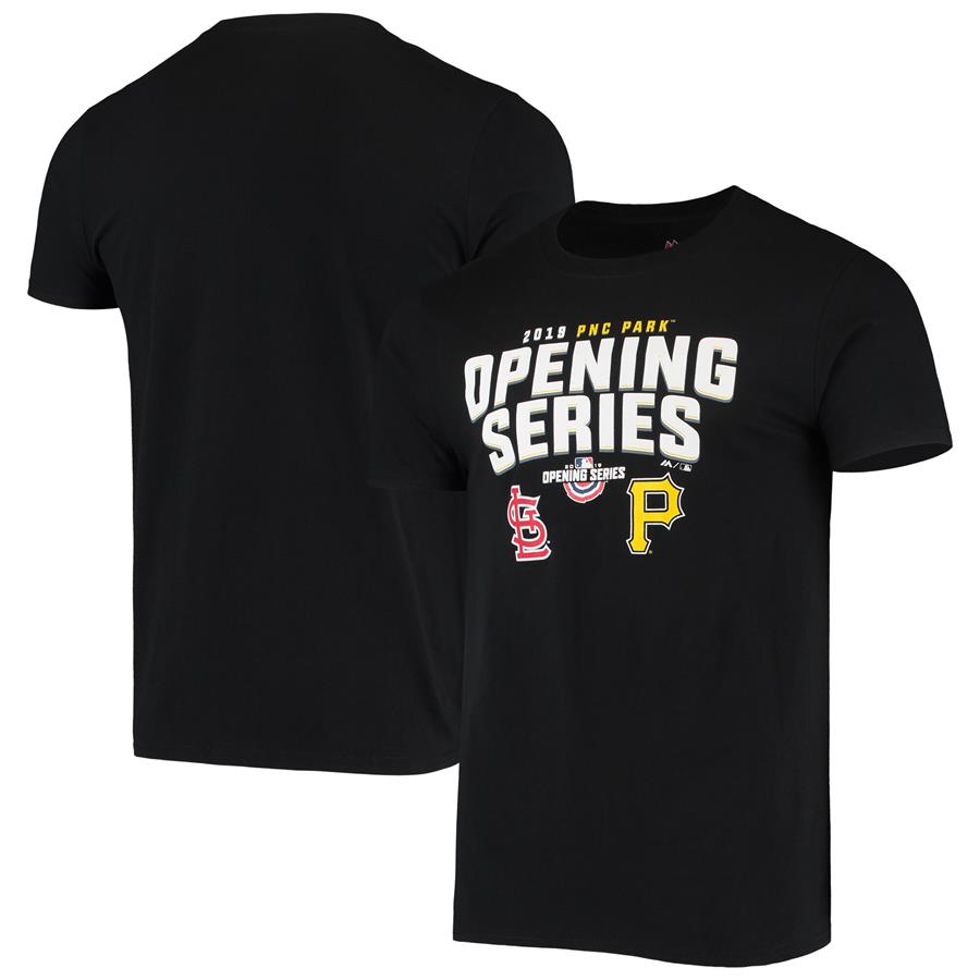 Pittsburgh Pirates vs. St. Louis Cardinals Majestic 2019 Opening Series T-Shirt - Black