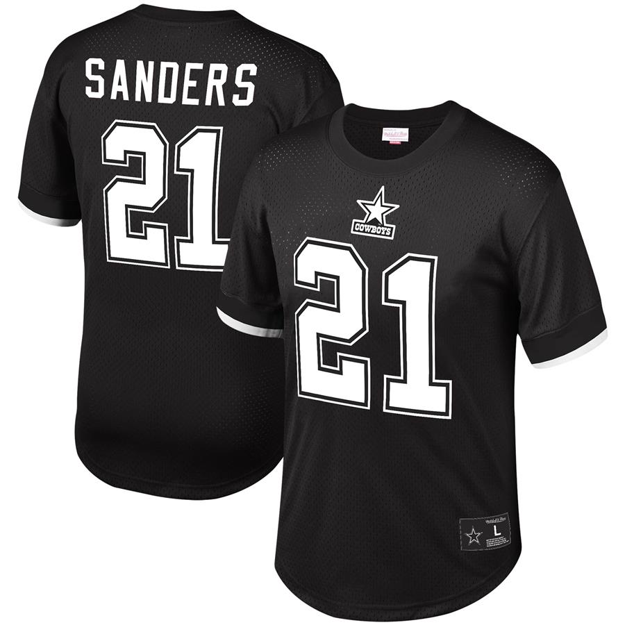 Deion Sanders Dallas Cowboys Mitchell & Ness Retired Player Name & Number Mesh Top - Black