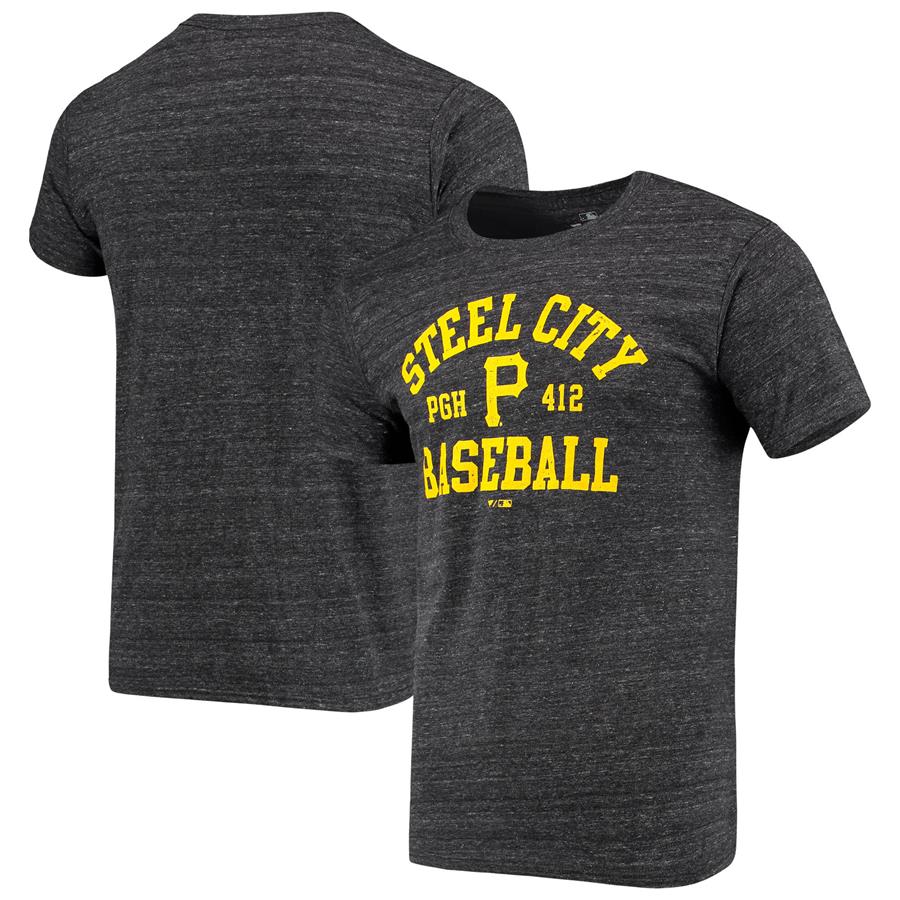 Pittsburgh Pirates Fanatics Branded Steel City Baseball Tri-Blend T-Shirt - Heathered Black