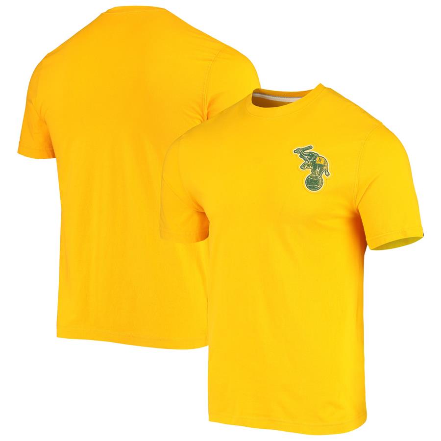 Oakland Athletics Fanatics Branded Distressed Watching T-Shirt - Gold