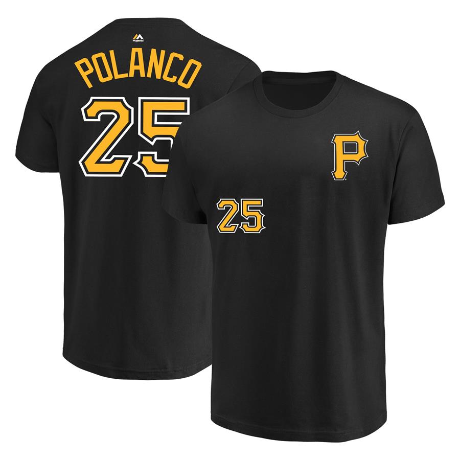 Gregory Polanco Pittsburgh Pirates Majestic Logo Name & Number T-Shirt - Black