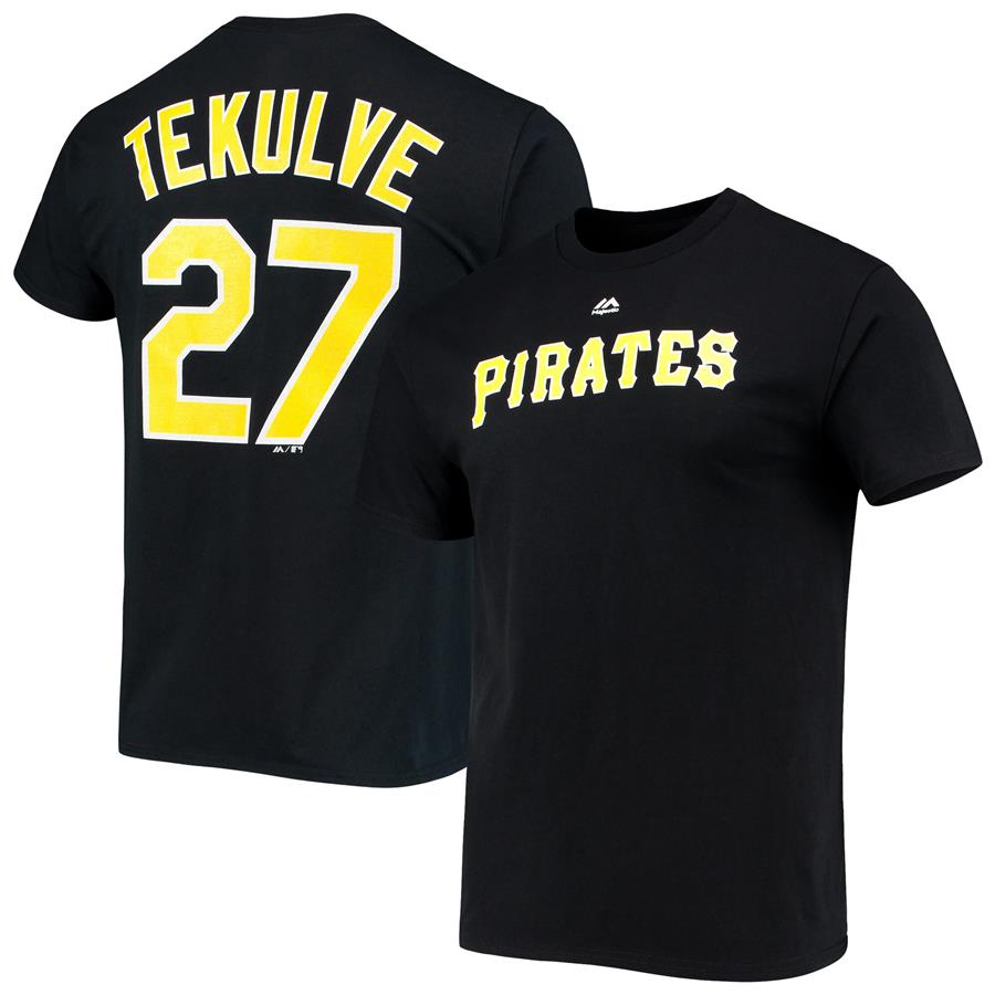 Kent Tekulve Pittsburgh Pirates Majestic Wordmark Name & Number T-Shirt - Black