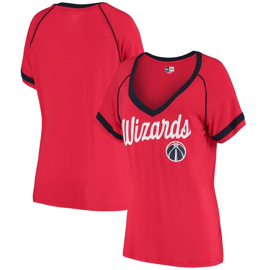 Washington Wizards 5th & Ocean by New Era Women's Piped V-Neck T-Shirt - Red