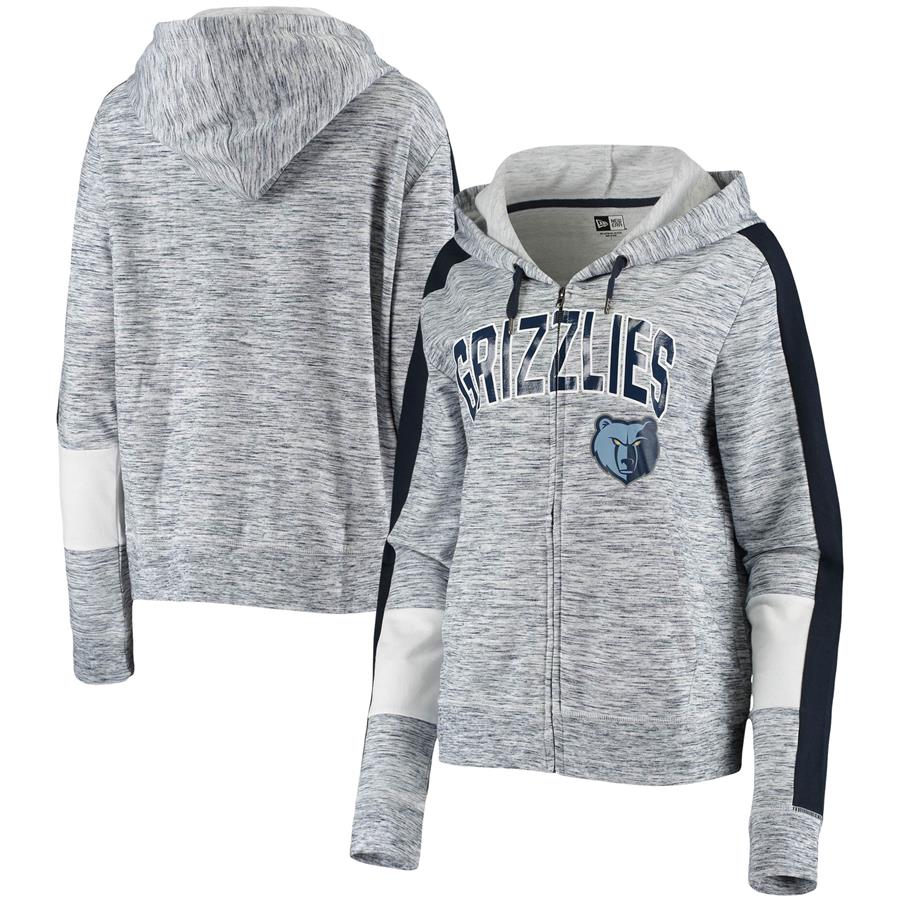 Memphis Grizzlies 5th & Ocean by New Era Women's Space Dye Full-Zip Hoodie - Gray