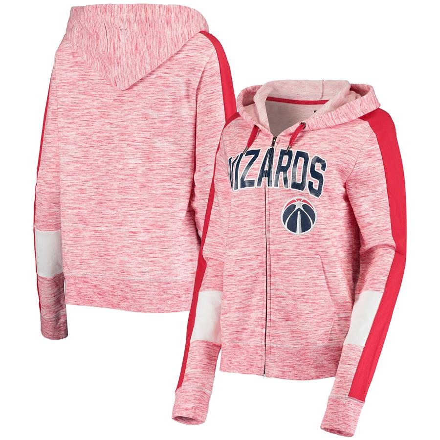 Washington Wizards 5th & Ocean by New Era Women's Space Dye Full-Zip Hooded Jacket - Red