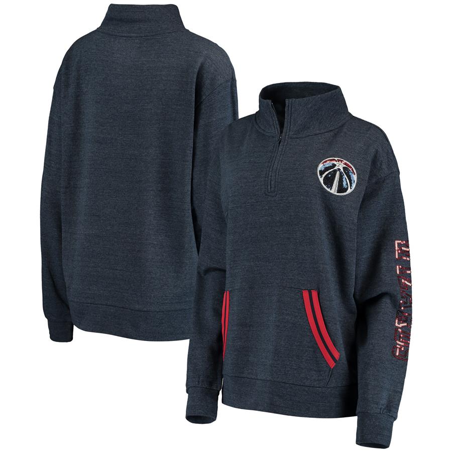 Washington Wizards 5th & Ocean by New Era Women's Tri-Blend Half-Zip Jacket - Heathered Navy