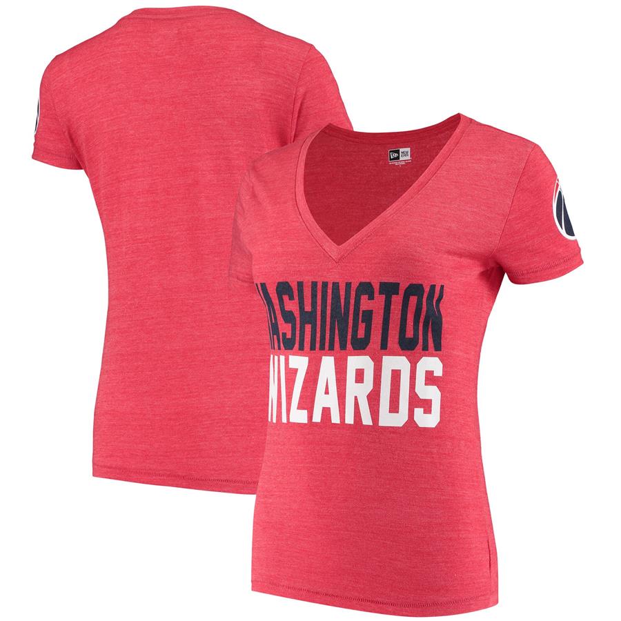 Washington Wizards 5th & Ocean by New Era Women's Tri-Blend V-Neck T-Shirt - Heathered Red