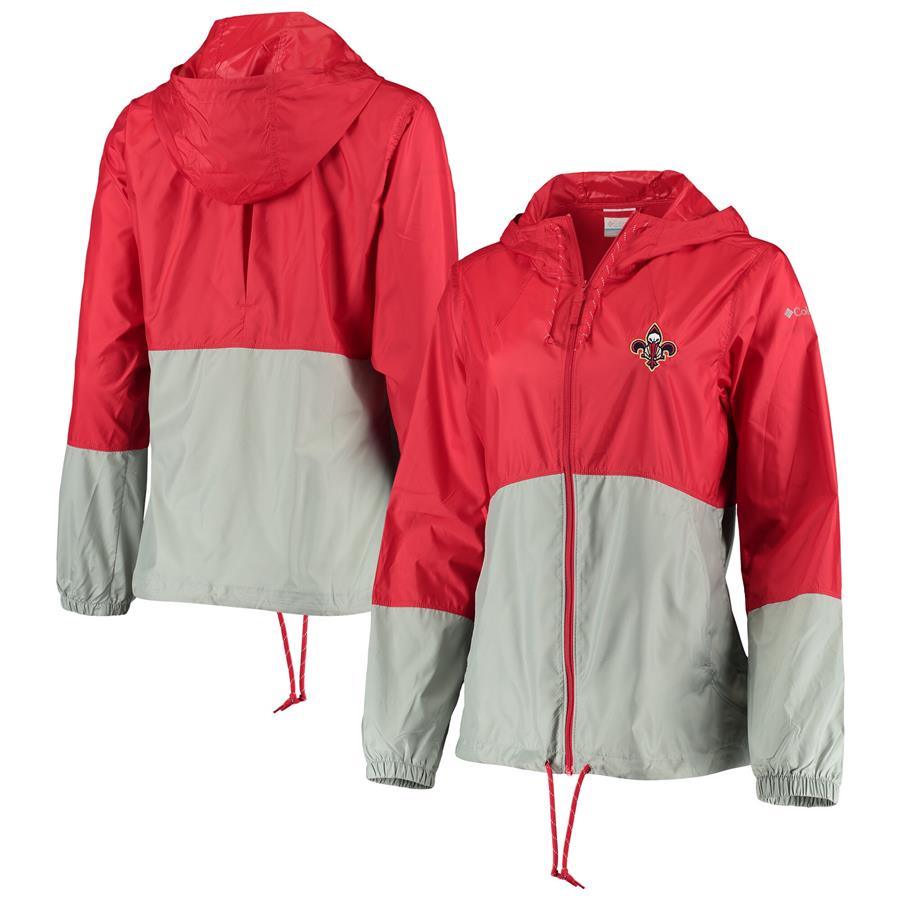New Orleans Pelicans Columbia Women's Flash Forward Hoodie Full-Zip Windbreaker Jacket - Red
