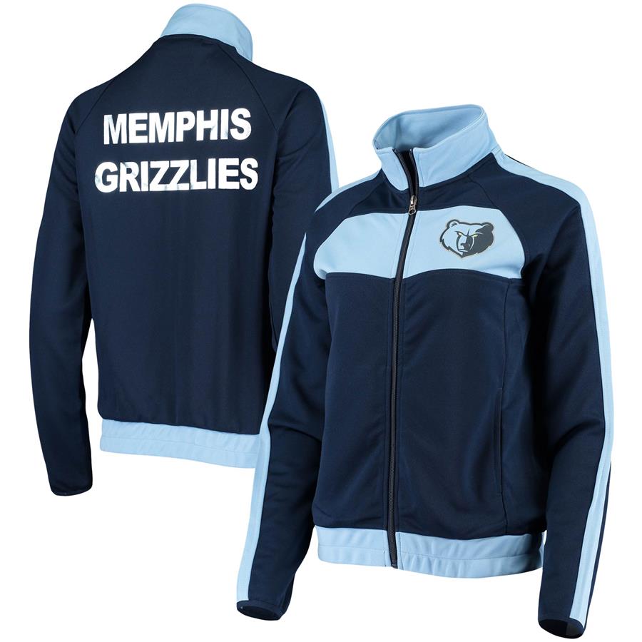 Memphis Grizzlies G-III Sports by Carl Banks Women's Hoop Raglan Full-Zip Track Jacket - Navy
