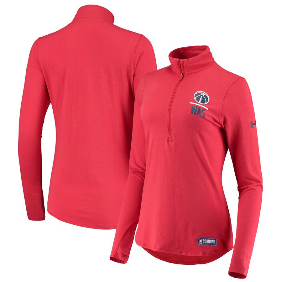 Washington Wizards Under Armour Women's Combine Authentic Lockup Tri-Blend Performance Half-Zip Jacket - Red