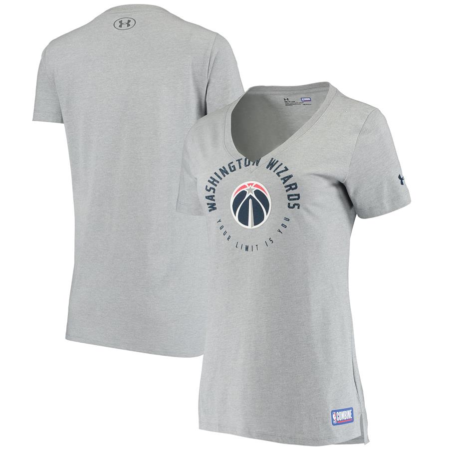 Washington Wizards Under Armour Women's Combine Favorites HeatGear V-Neck T-Shirt - Heathered Gray