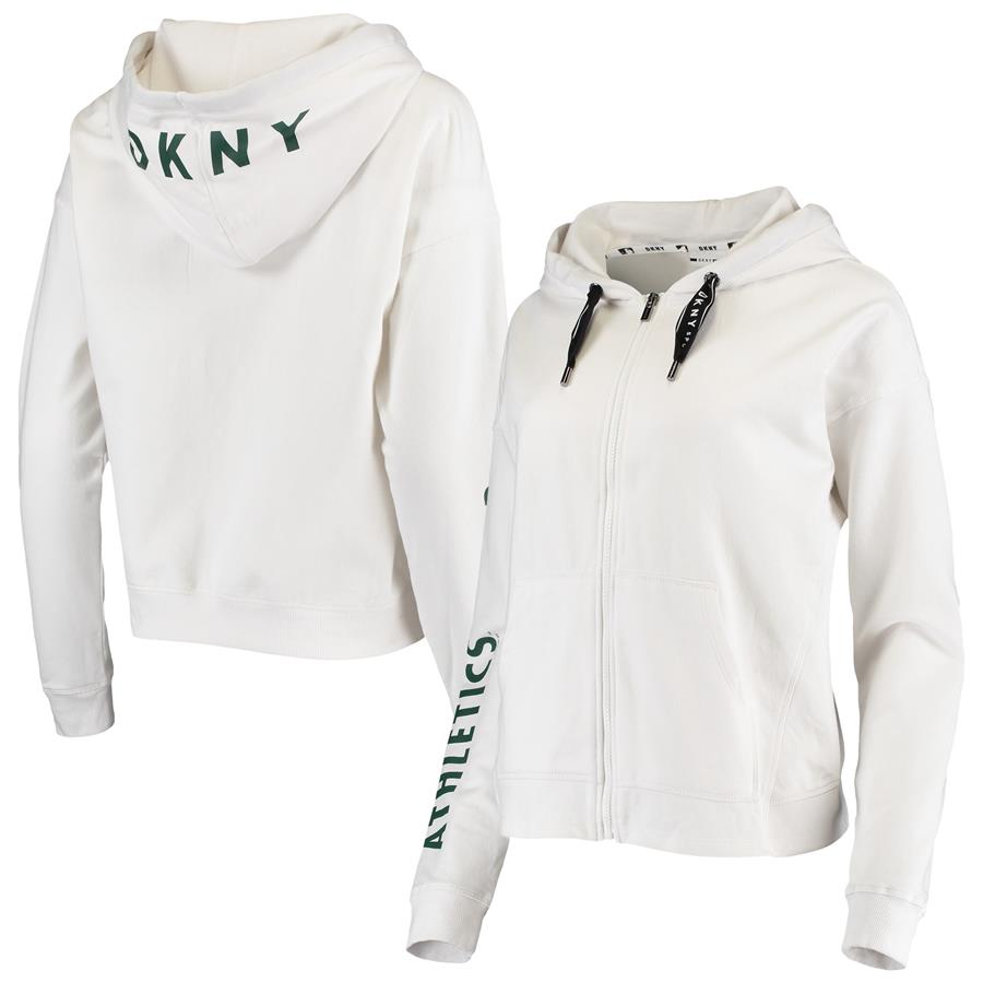 Oakland Athletics DKNY Sport Women's Full-Zip Hoodie - White